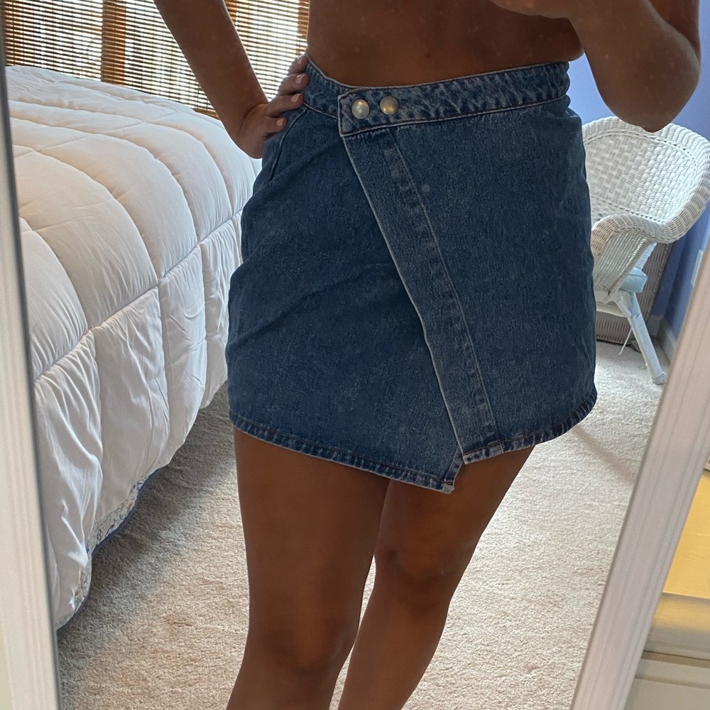 ASOS Asymmetric Denim Wrap Skirt